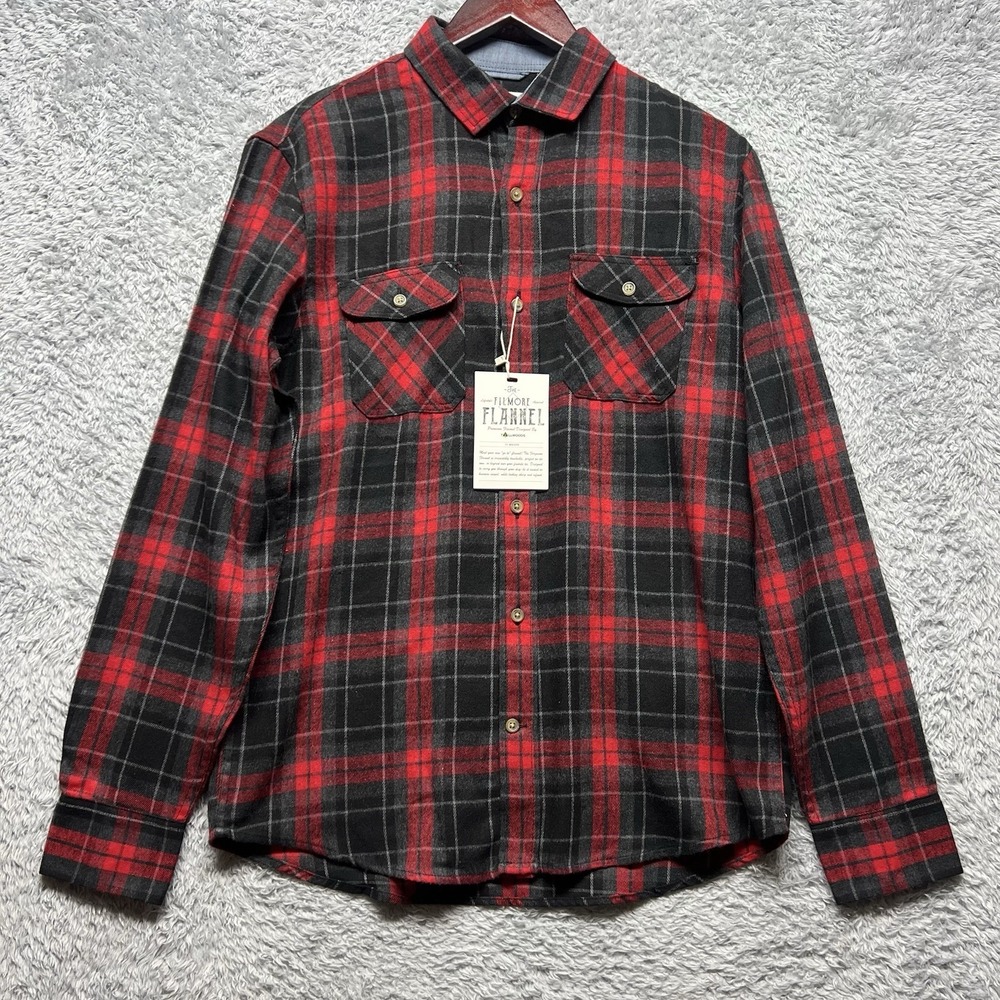 The Fillmore Flannel‎ Shirt Small Red Black Buffalo Plaid Tallwoods Lumberjack
